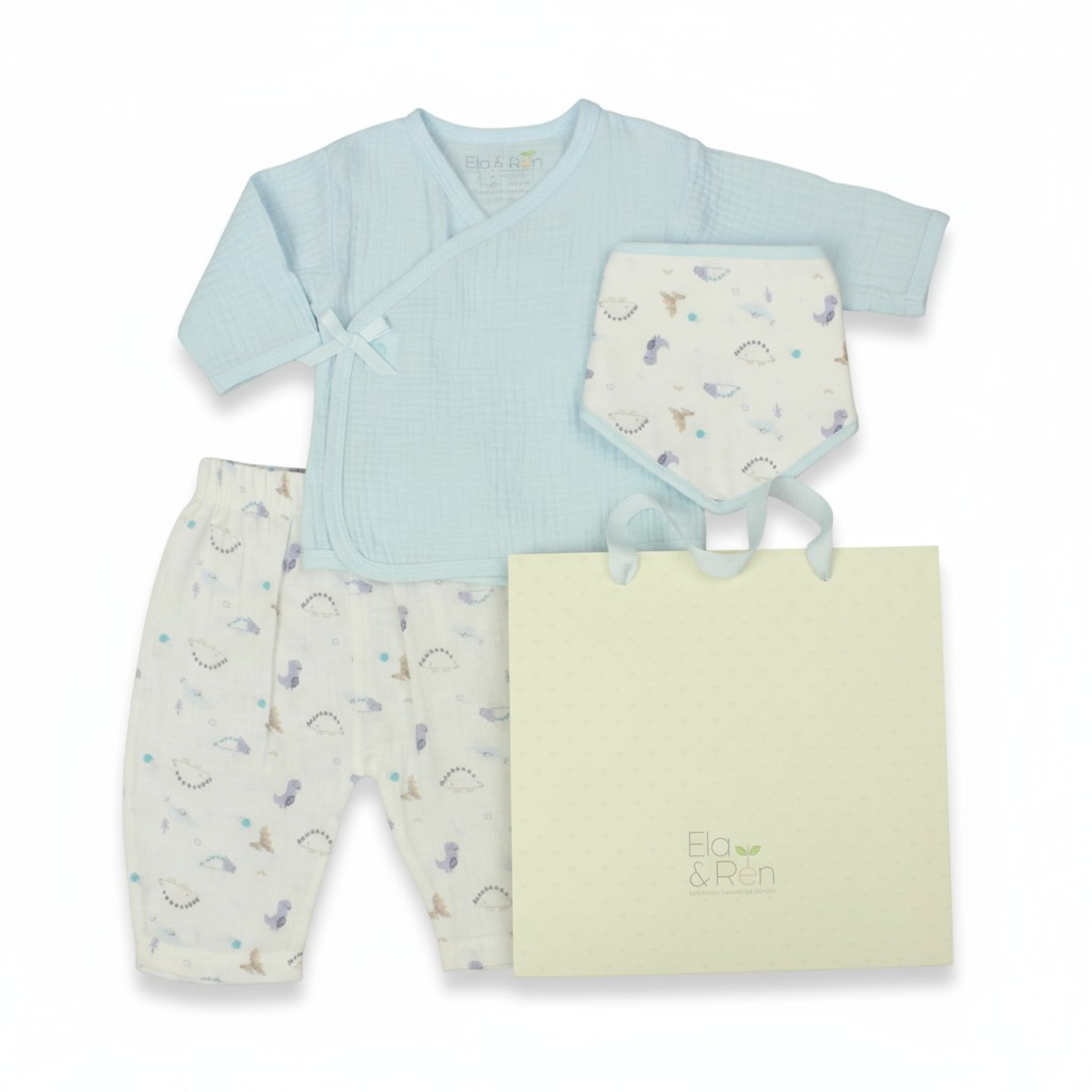 Ela & Ren Inspired by Nature GFT/E13419 * ER13419S Muslin Layette Dinosaur (0-6 months)