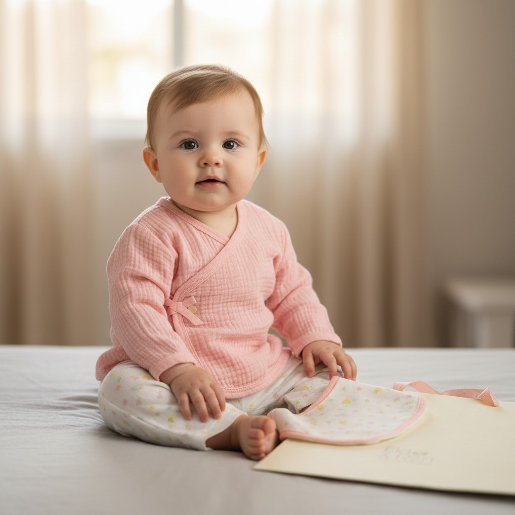 Ela & Ren Inspired by Nature GFT/E13422 * ER13422-P Cheesecloth "Floral" Layette Set (0-6 months)