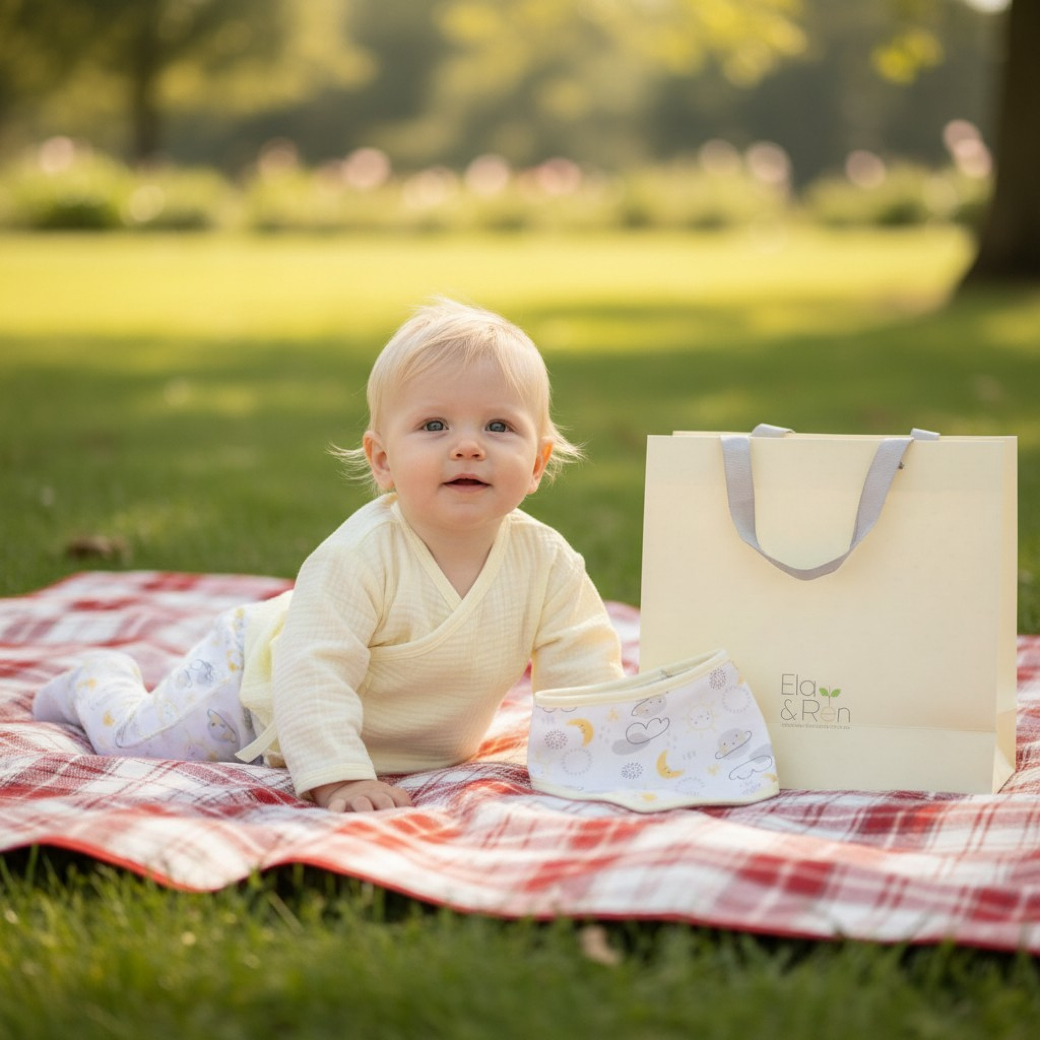 Ela & Ren Inspired by Nature GFT/E13424 * ER13424-L Cheesecloth Layette Planets(0-6 months)