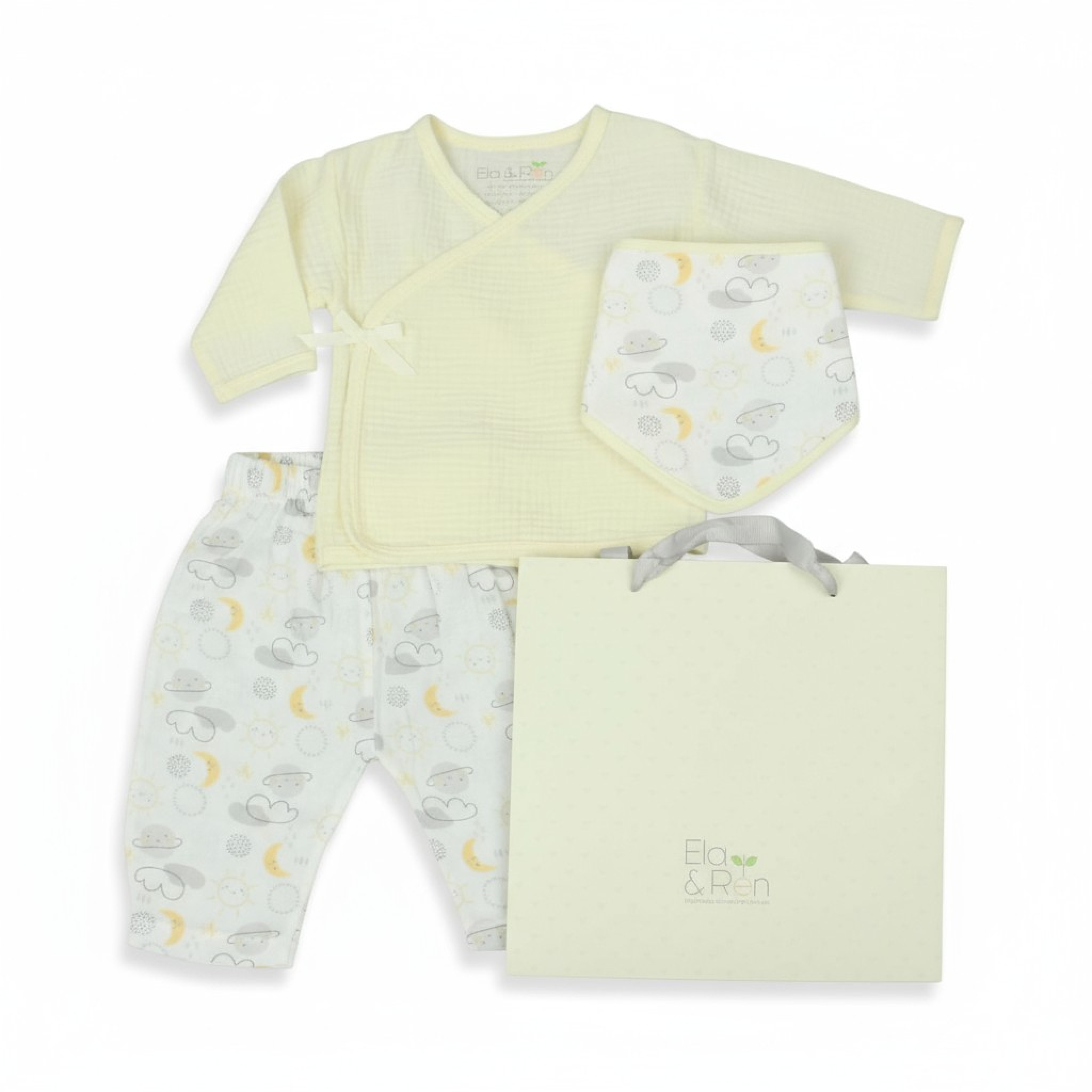 Ela & Ren Inspired by Nature GFT/E13424 * ER13424L Cheesecloth Layette Planets(0-6 months)