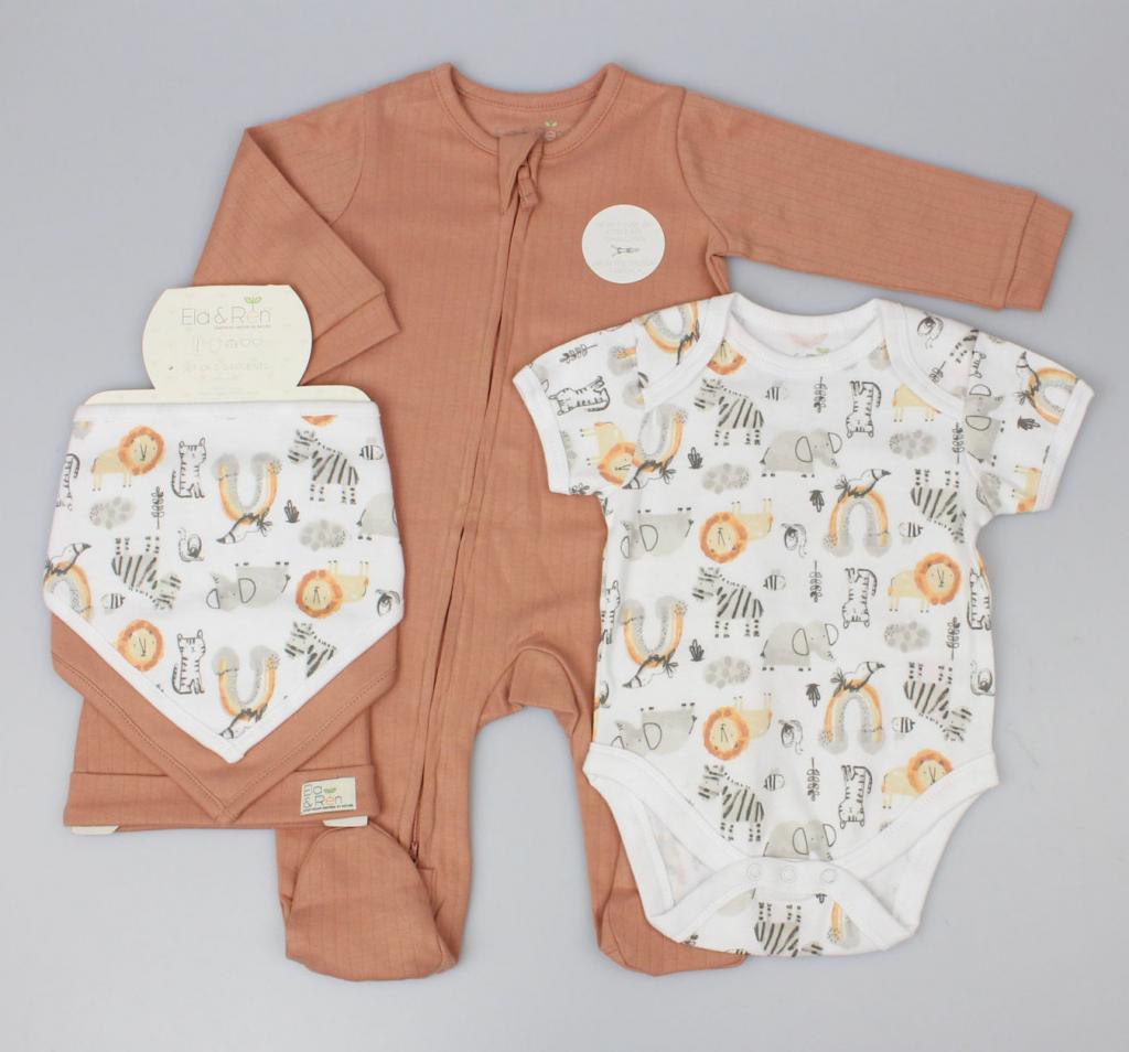 Ela & Ren Inspired by Nature GFT/E13387 * ERE13387 "Rainbow Safari" Five Piece Layette Set (0-9 months)