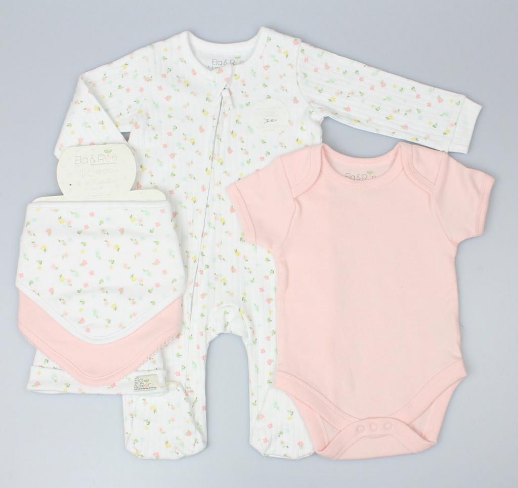 Ela & Ren Inspired by Nature GFT/E13392 * ERE13392 "Flowers" Five Piece Layette Set (0-9 months)