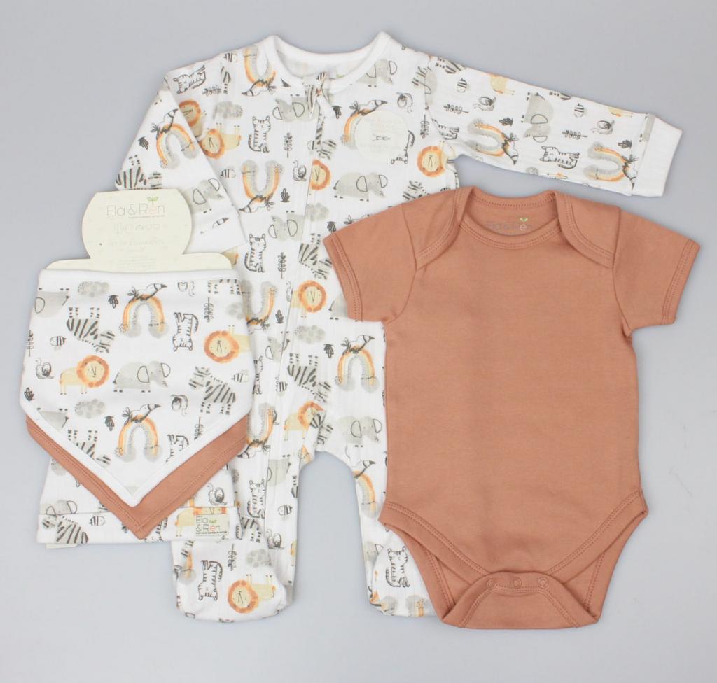 Ela & Ren Inspired by Nature GFT/E13394 * ERE13394 "Rainbow Safari" Five Piece Layette Set (0-9 months)