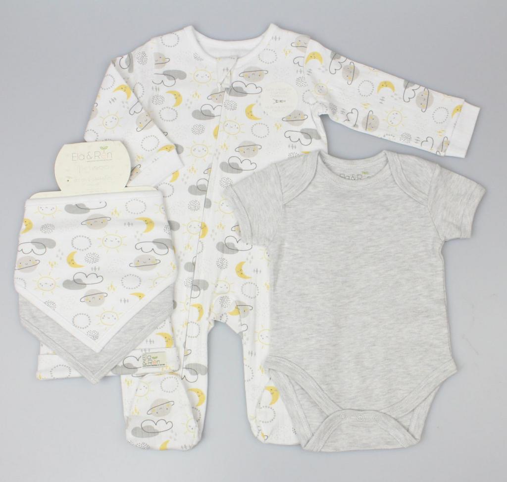 Ela & Ren Inspired by Nature GFT/E13395 * ERE13395 "Clouds and Planets" Five Piece Layette Set (0-9m)