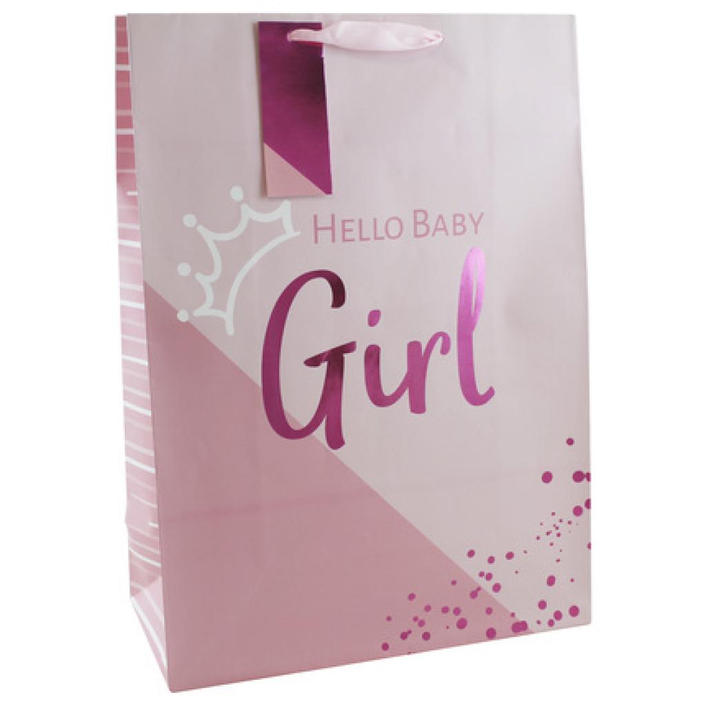 Eurowrap  5033601549918 EU26862-1WC Hello Baby Girl Foil Bag Extra Large