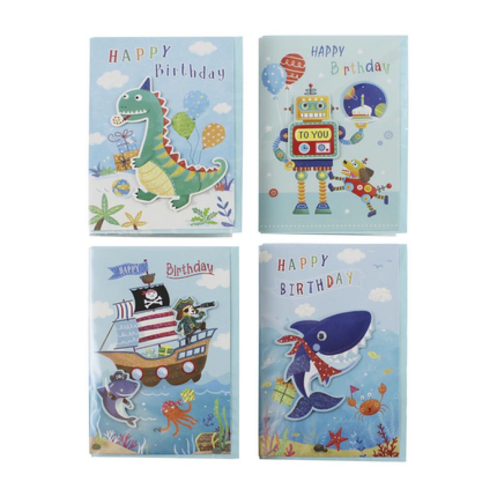 Eurowrap 30447-OWC 5033601002390 EU30447-OWC Box of 24 Handmade Boy Greetings Cards