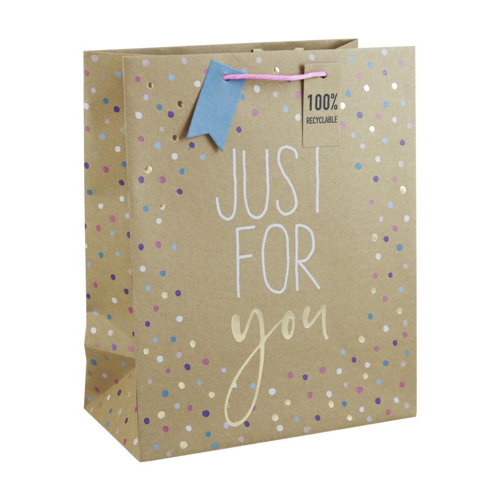 Eurowrap ClaireFontaine China 5033601003526 EU30576-3C Eco Just For You Kraft Bag Medium