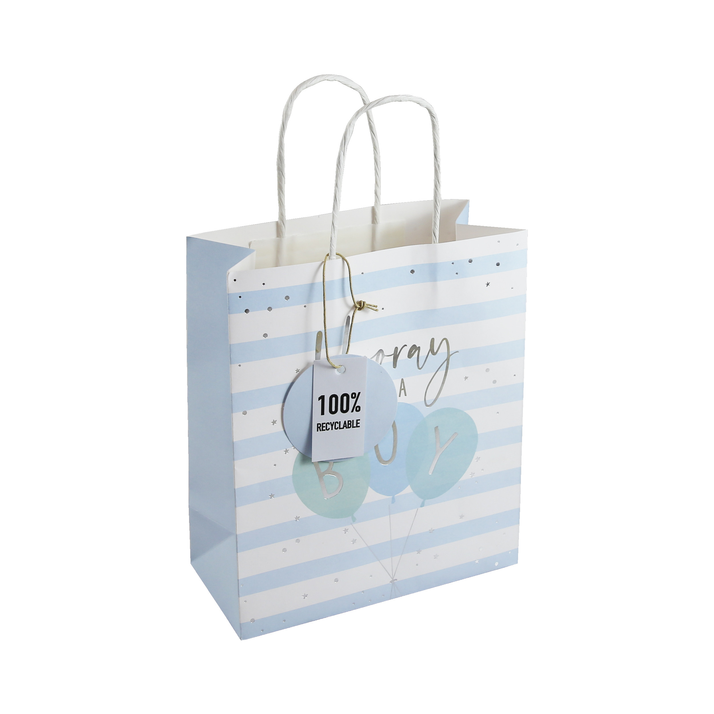 Eurowrap ClaireFontaine China 5033601006077 EU31205-3C S100% Recyclable Hooray Its A Boy Bag Medium