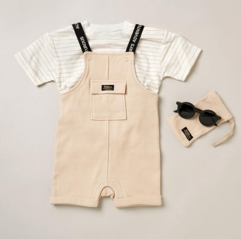 Fudo D06689  FDD06689 Dungaree Shorts Set with Sunglasses(9-24 months)