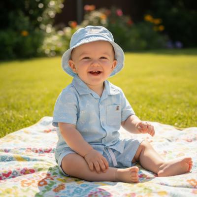 FDH12929B  Shorts & Shirt Set with Hat (9-24 months)