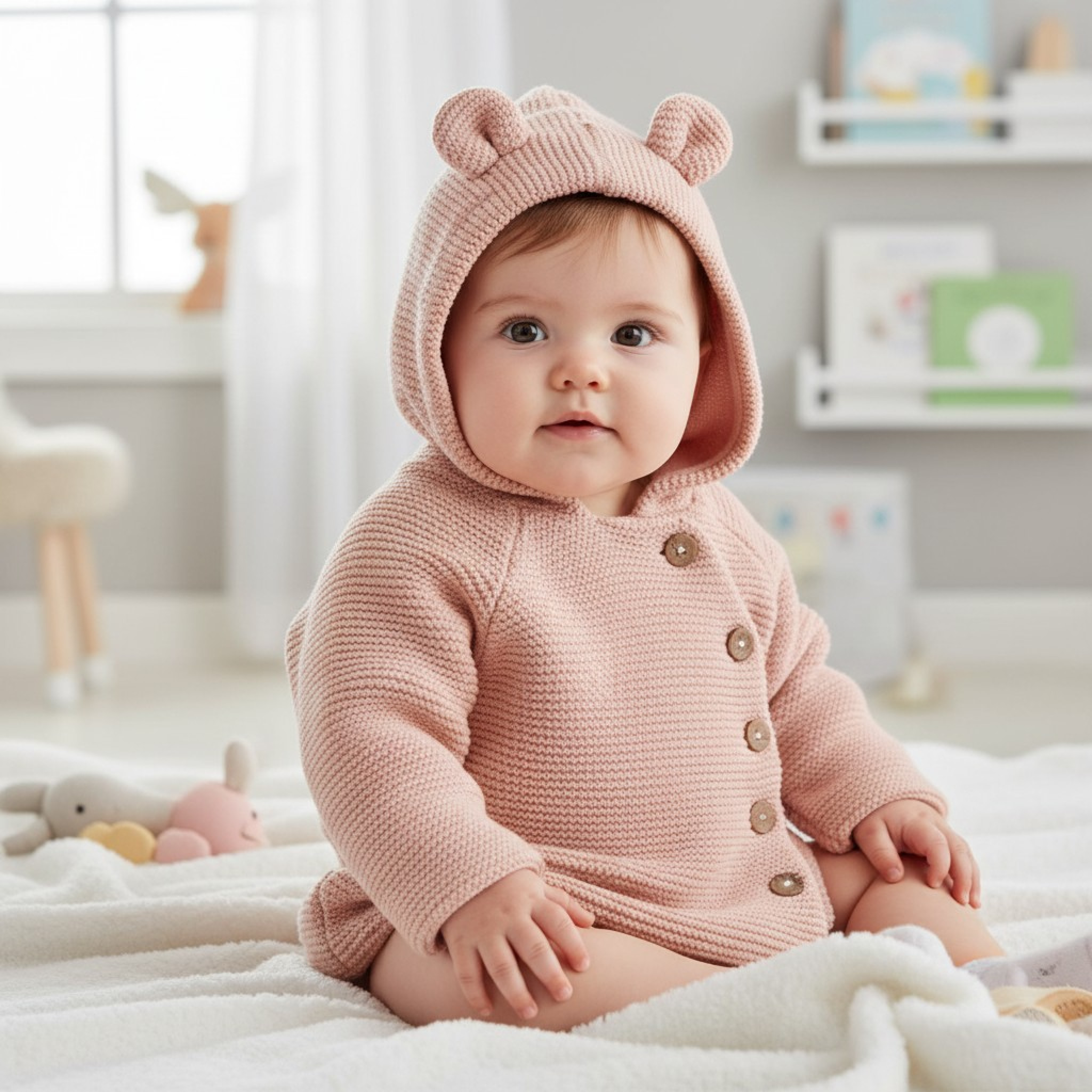 HOME GROWN BABY (organic)  * HGC05715P Cotton Double Knit cardigan (0-12 months)