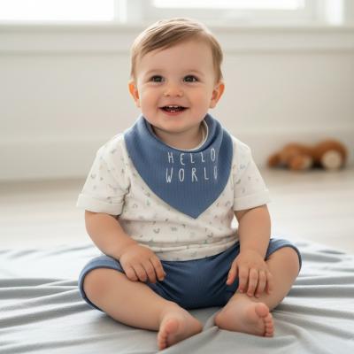 HOME GROWN BABY (organic) D07186 5056623275801 HGD07186-B Organic "Hello World" Ribbed Shorts Set (0-12 months)