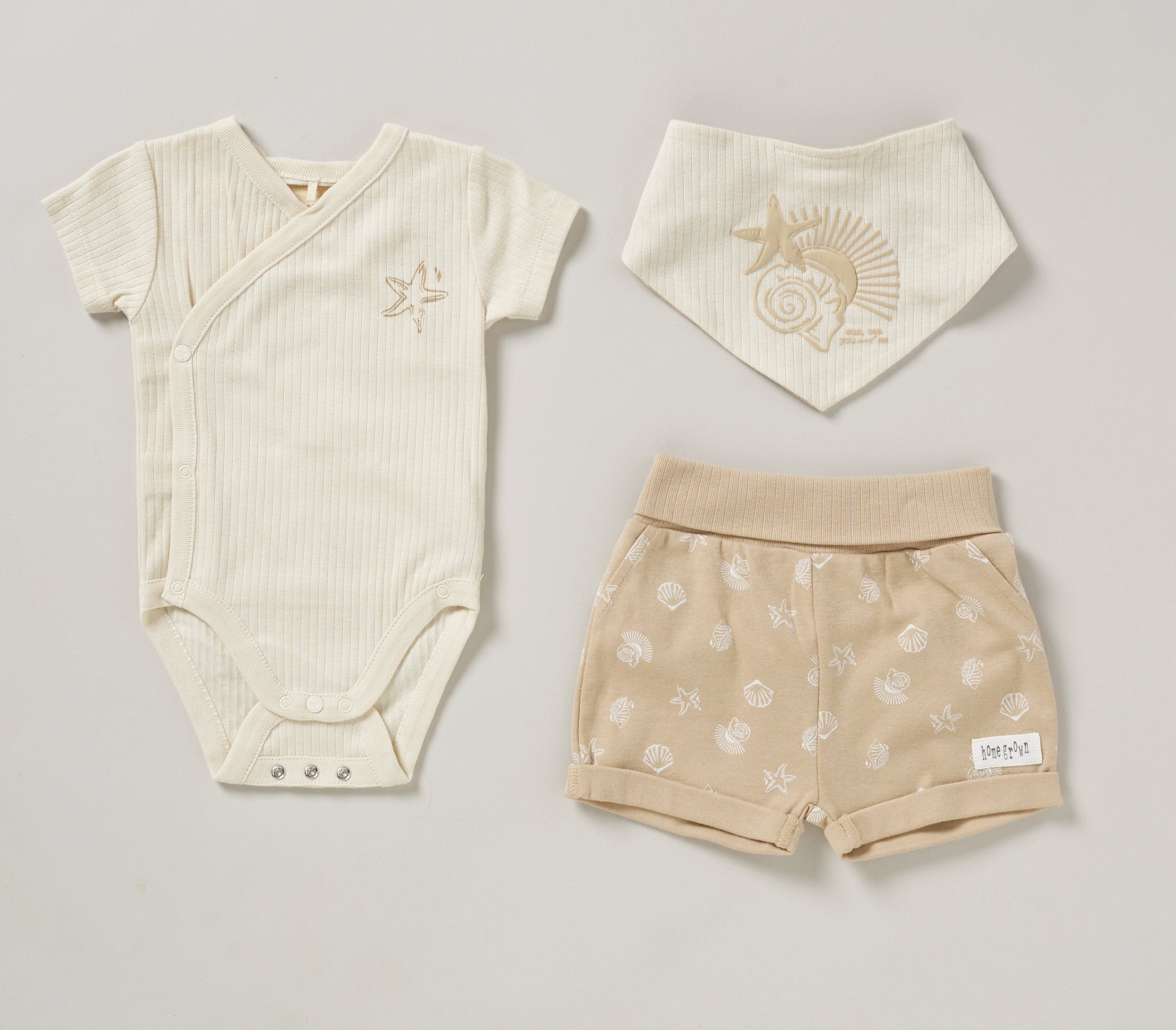 HOME GROWN BABY (organic) D07187 * HGD07187 Organic Ribbed Three Piece " Seaside" (0-12 months)