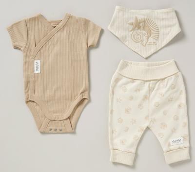 HOME GROWN BABY (organic) D07191 * HGD7191-E Organic Ribbed "Seaside" Three Piece Set (0-12 months)
