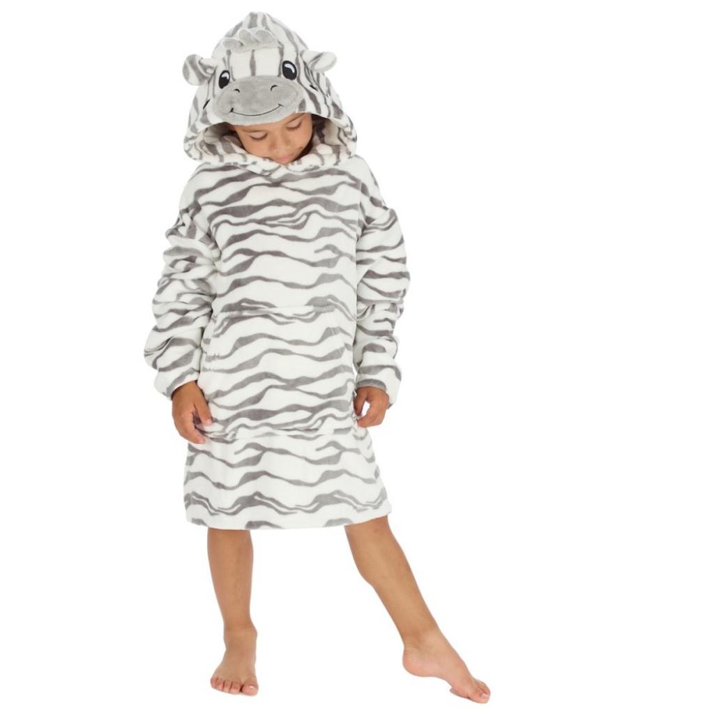 Huggable Hoodie 18C1046  HH18C1091 Novelty Zebra Oversize Hoodie (3-6 years)