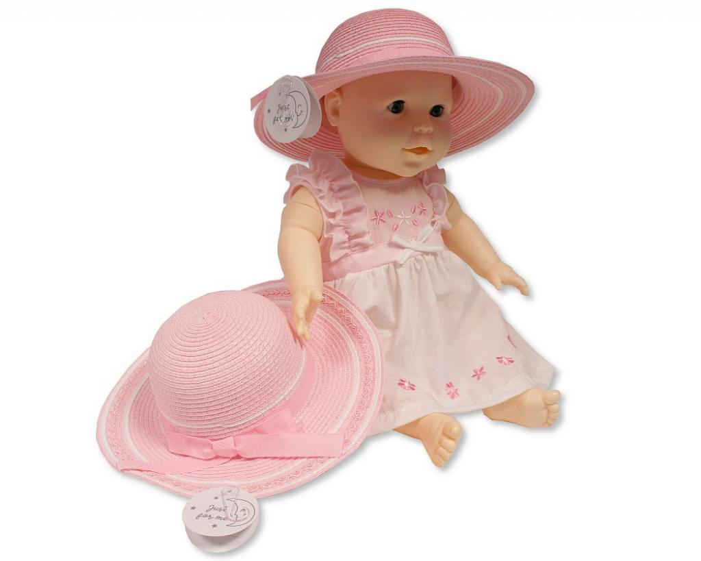 Just For Me BW-0503-0804  JF0503-0804 "Hearts and Bow" Straw Hat (12-24 months)