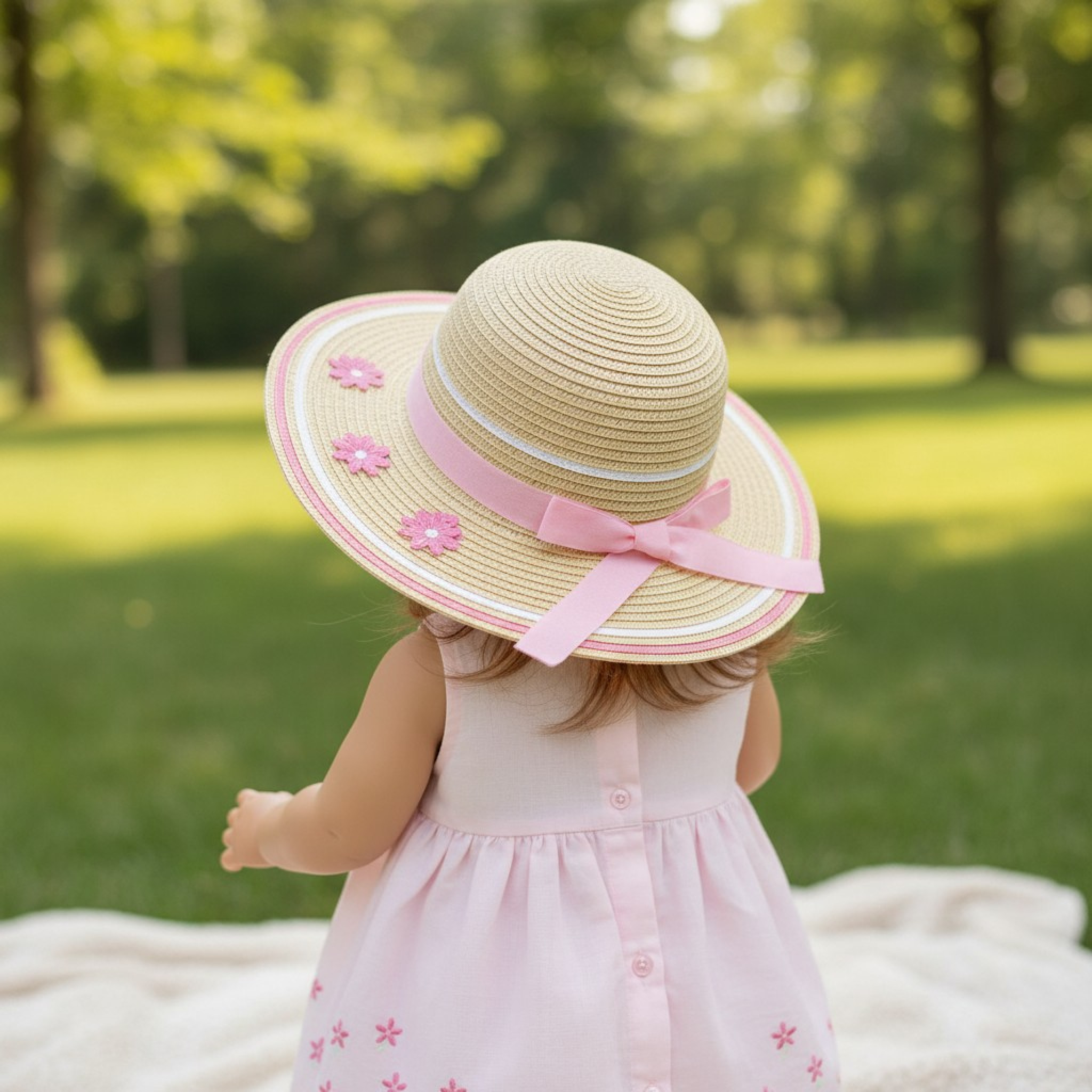 Just For Me BW-0503-0806  JF0503-0806 Straw "Flower" Hat (12-24 months)