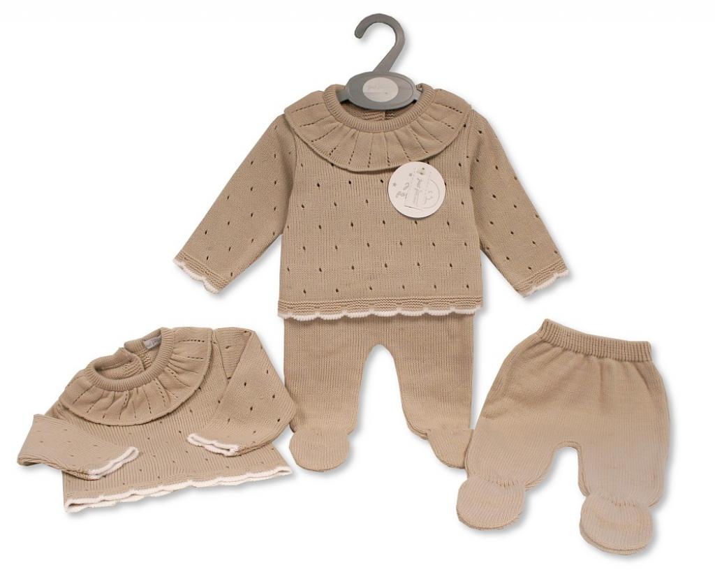 Just For Me 10-1205T 5035320212050 JF10-1205T Taupe Fancy Knit Two Piece Set (Nb-9m)