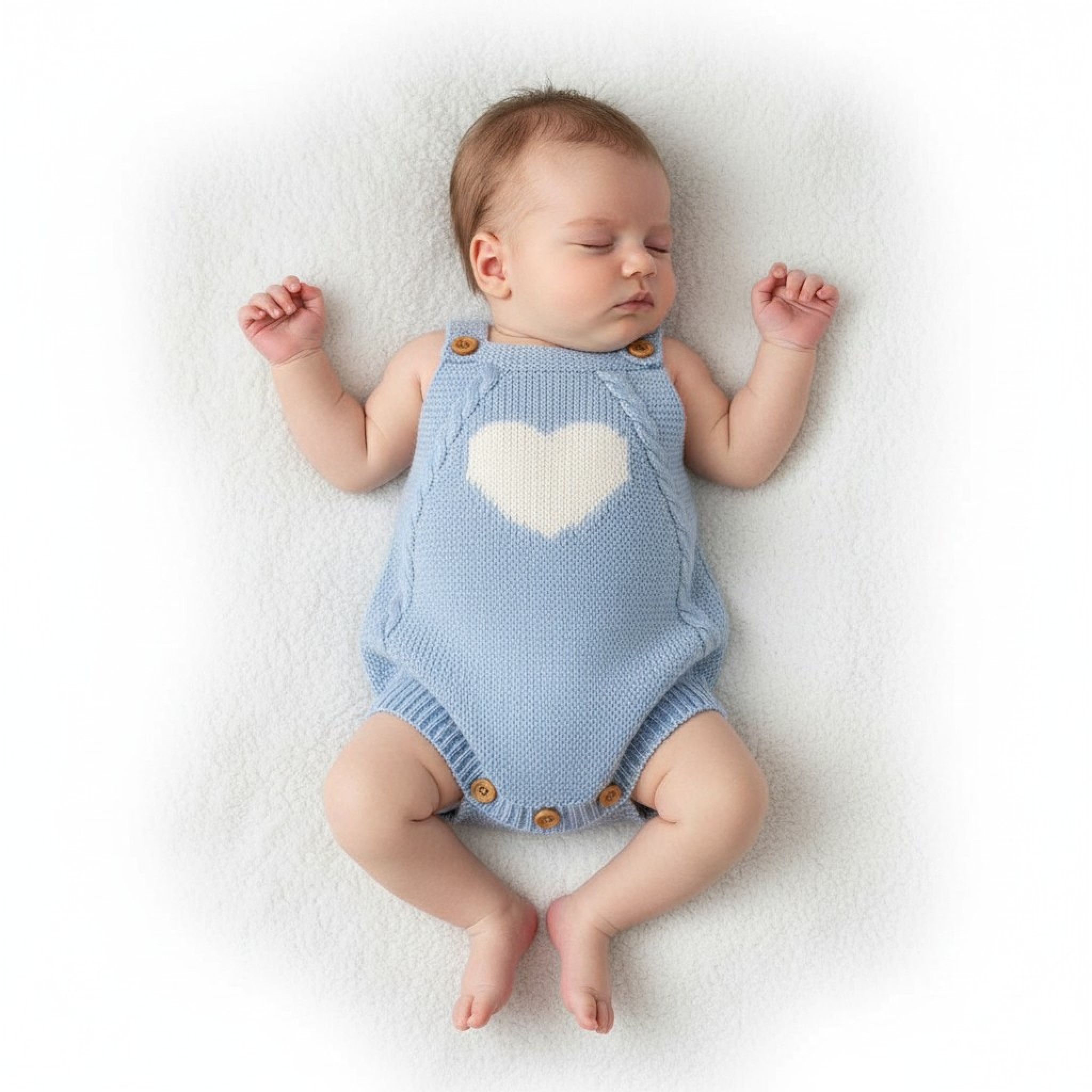 Just For Me 10-1225  JF10-1225-B Blue Heart" Knitted Dungaree (0-6m)