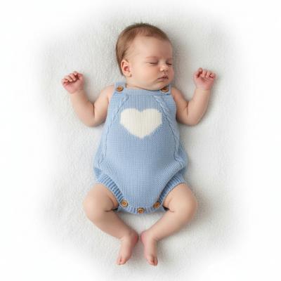 JF10-1225-B  Blue Heart" Knitted Dungaree  (0-6m)