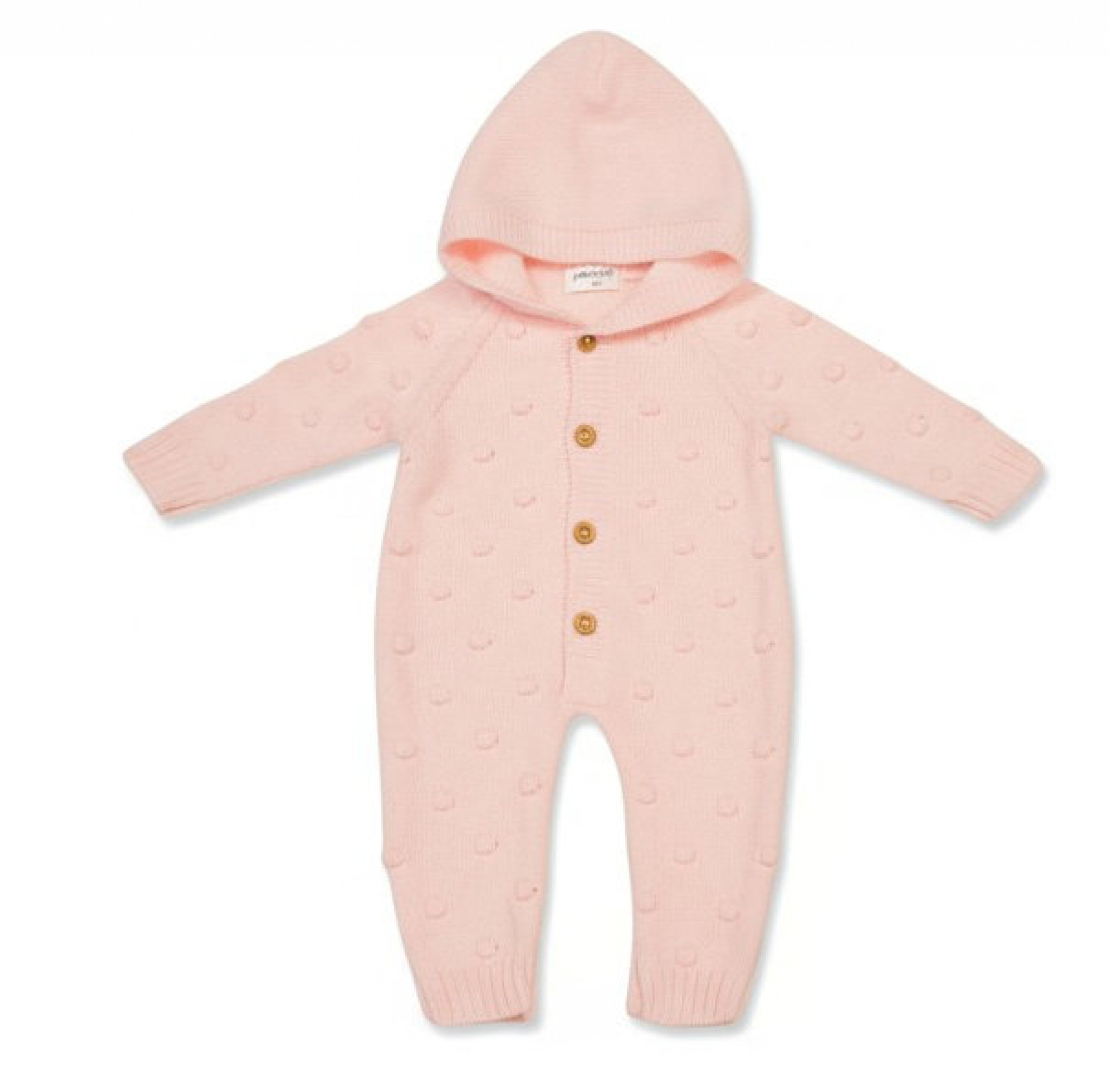 Just For Me 10-1233P 5035320112337 JF10-1233-P Pink Popcorn Hooded Knit Romper (Nb-9 months)