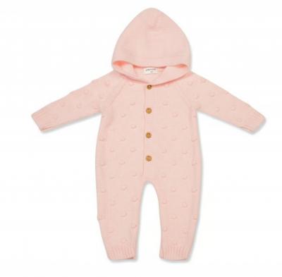 Just For Me 10-1233P 5035320112337 JF10-1233P Pink Popcorn Hooded Knit Romper (Nb-9 months)