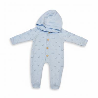 Just For Me 10-1233S 5035320112331 JF10-1233S Sky Popcorn Hooded Knit Romper (Nb-9 months)