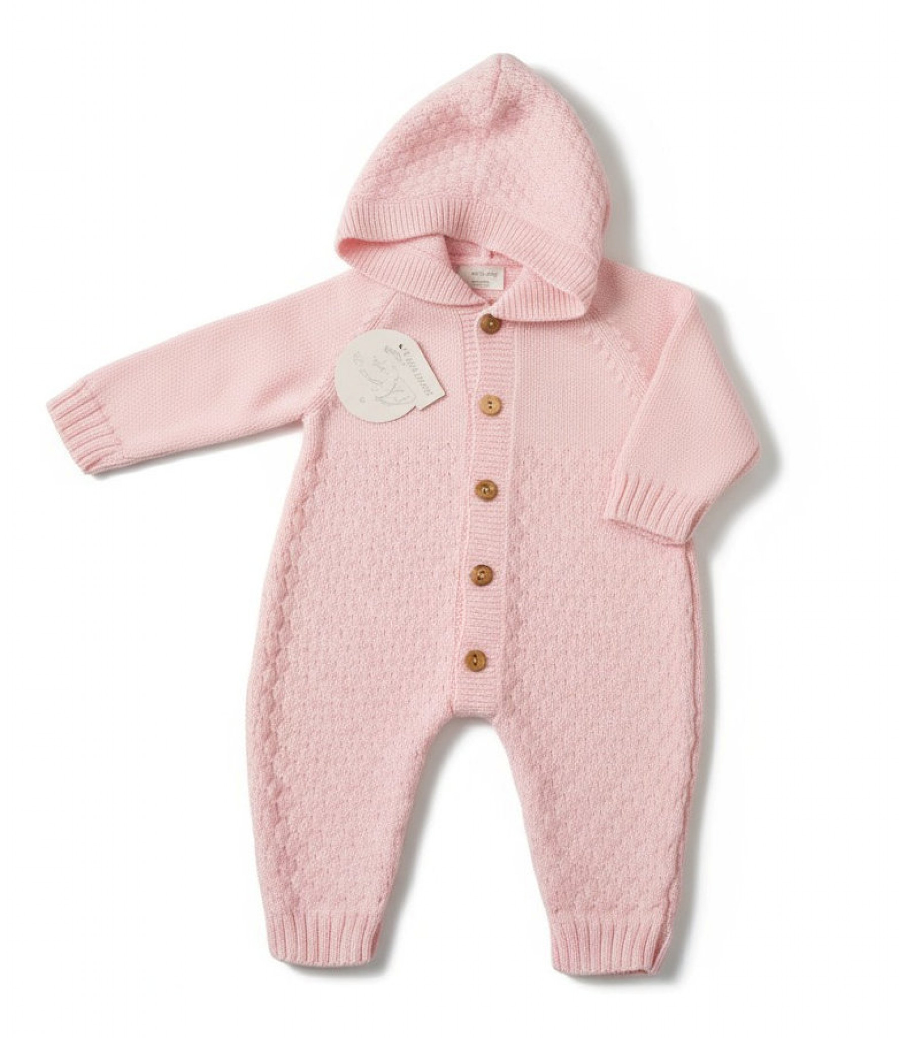 Just For Me 10-1234P 5035320112344 JF10-1234-P Pink  Hooded Knit Romper (Nb-9 months)