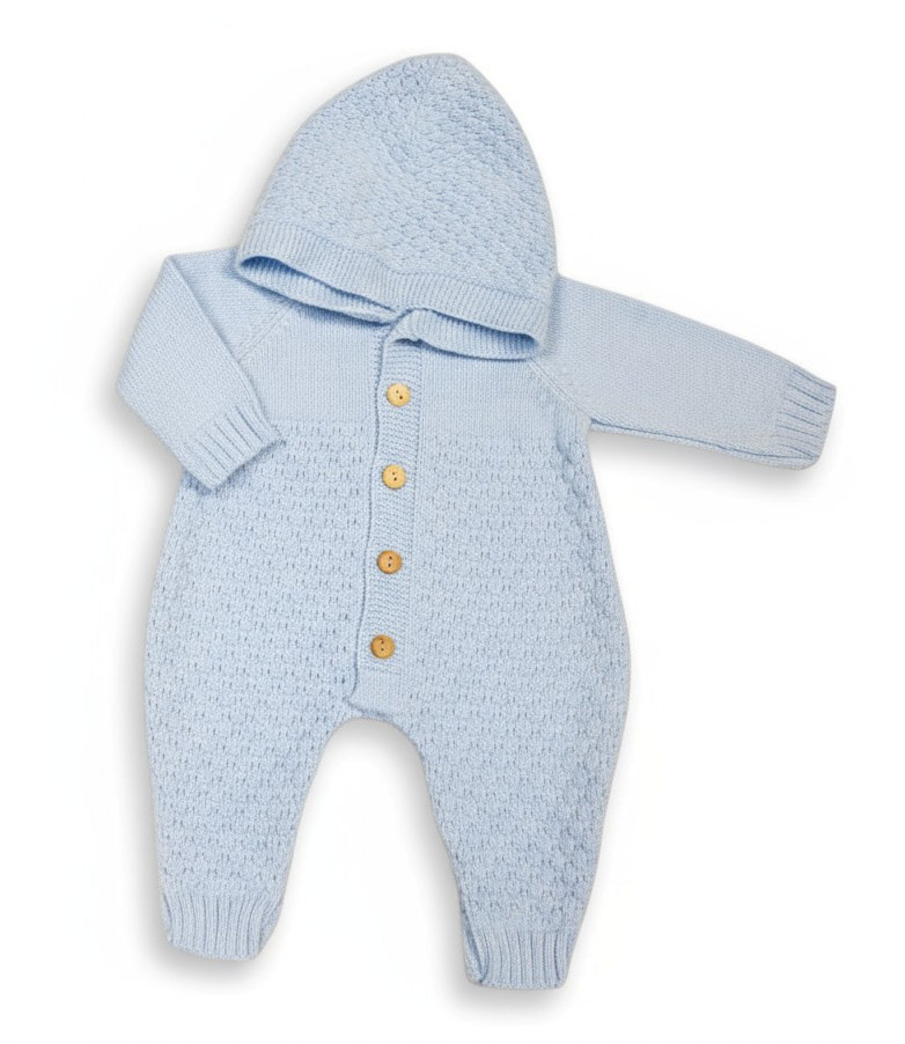 Just For Me 10-1234S 5035320112348 JF10-1234-S Sky Hooded Knit Romper (Nb-9 months)