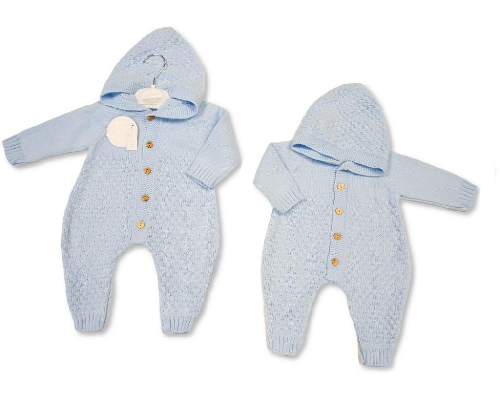 Just For Me 10-1234S 5035320112348 JF10-1234S Sky Seersucker Hooded Knit Romper (Nb-9 months)