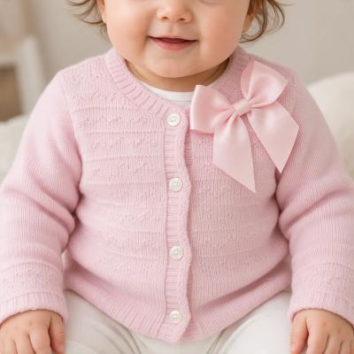 JF10-3001P  Pink Bow Cotton Cardigan  (0-9 months)