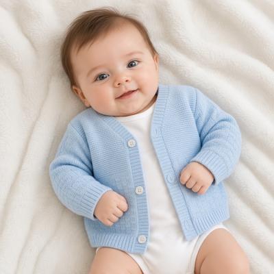 JF10-3006S  Sky Basketweave Cotton Cardigan  (0-9 months)