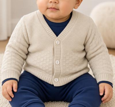 JF10-3006T  Taupe Basketweave Cotton Cardigan  (0-9 months)