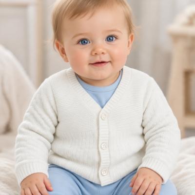 JF10-3006W  White Basketweave Cotton Cardigan  (0-9 months)