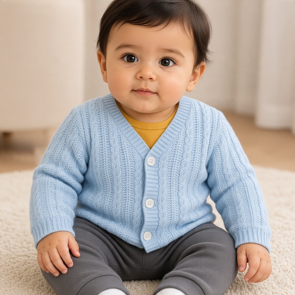 Just For Me BW-10-3008S * JF10-3008S Sky Chain Cotton Cardigan (0-9 months)