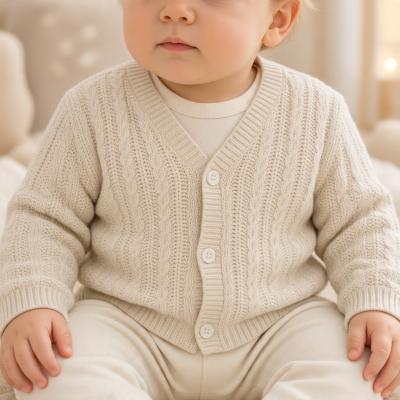 JF10-3008T  Taupe Chain Cotton Cardigan  (0-9 months)