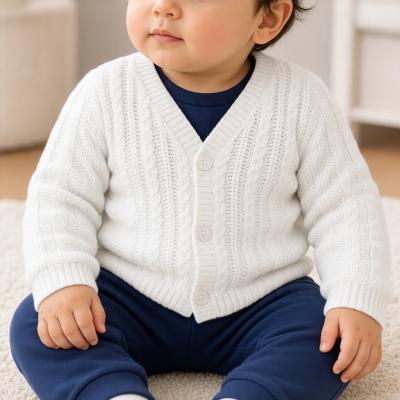 JF10-3008W  White Chain Cotton Cardigan  (0-9 months)