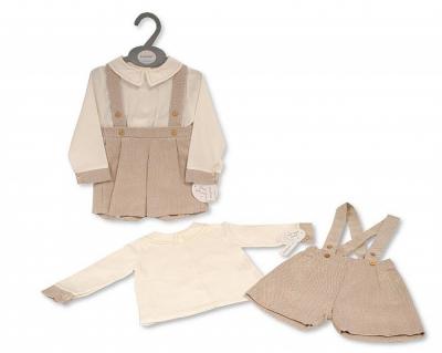 Just For Me BIS-2020-2549 5035320025490 JF2020-2549T Herringbone Short Dungaree Set (0-12 months)