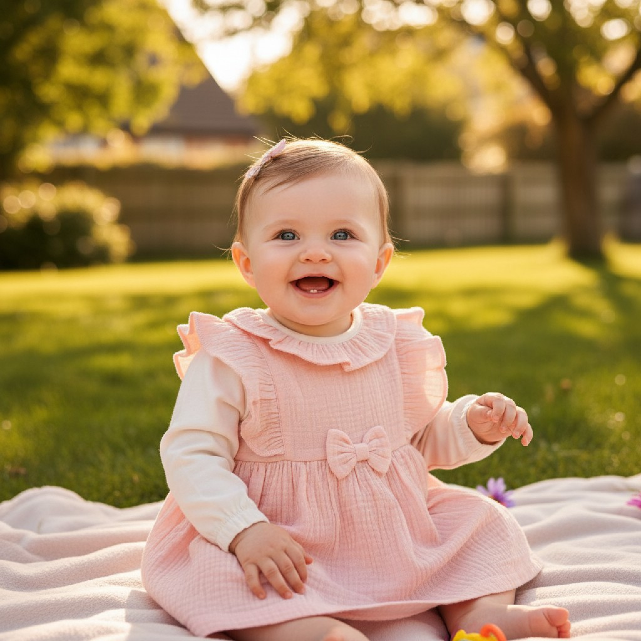 Just For Me   JF2020-2596-P Muslin Bow Pinafore Set (0-12 months)