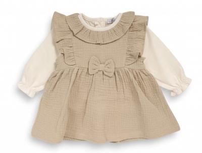 Just For Me   JF2020-2599-T Muslin Bow Pinafore Set( 0-12 months)