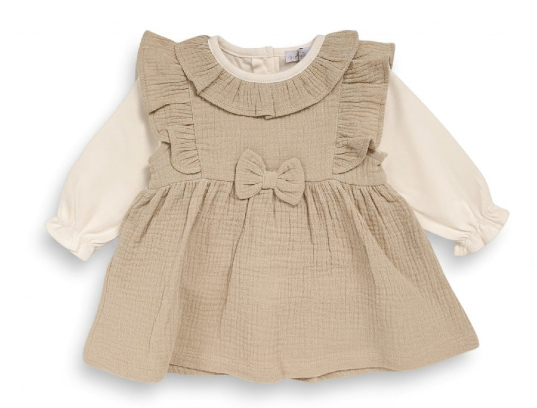Just For Me   JF2020-2599T Muslin Bow Pinafore Set( 0-12 months)