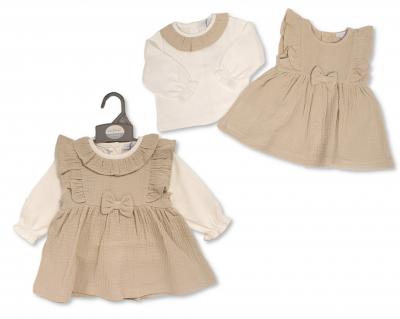 Just For Me   JF2020-2599T Muslin Bow Pinafore Set( 0-12 months)