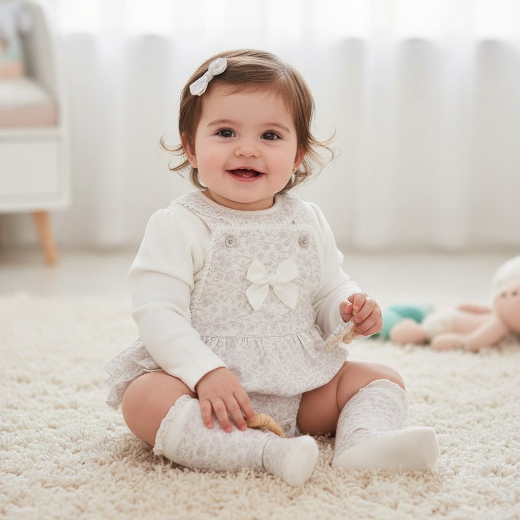 Just For Me Bis-2020-2661 5035320126616 JF2020-2661 Jacquard Pinafore and Blouse Set (Nb - 9 months)