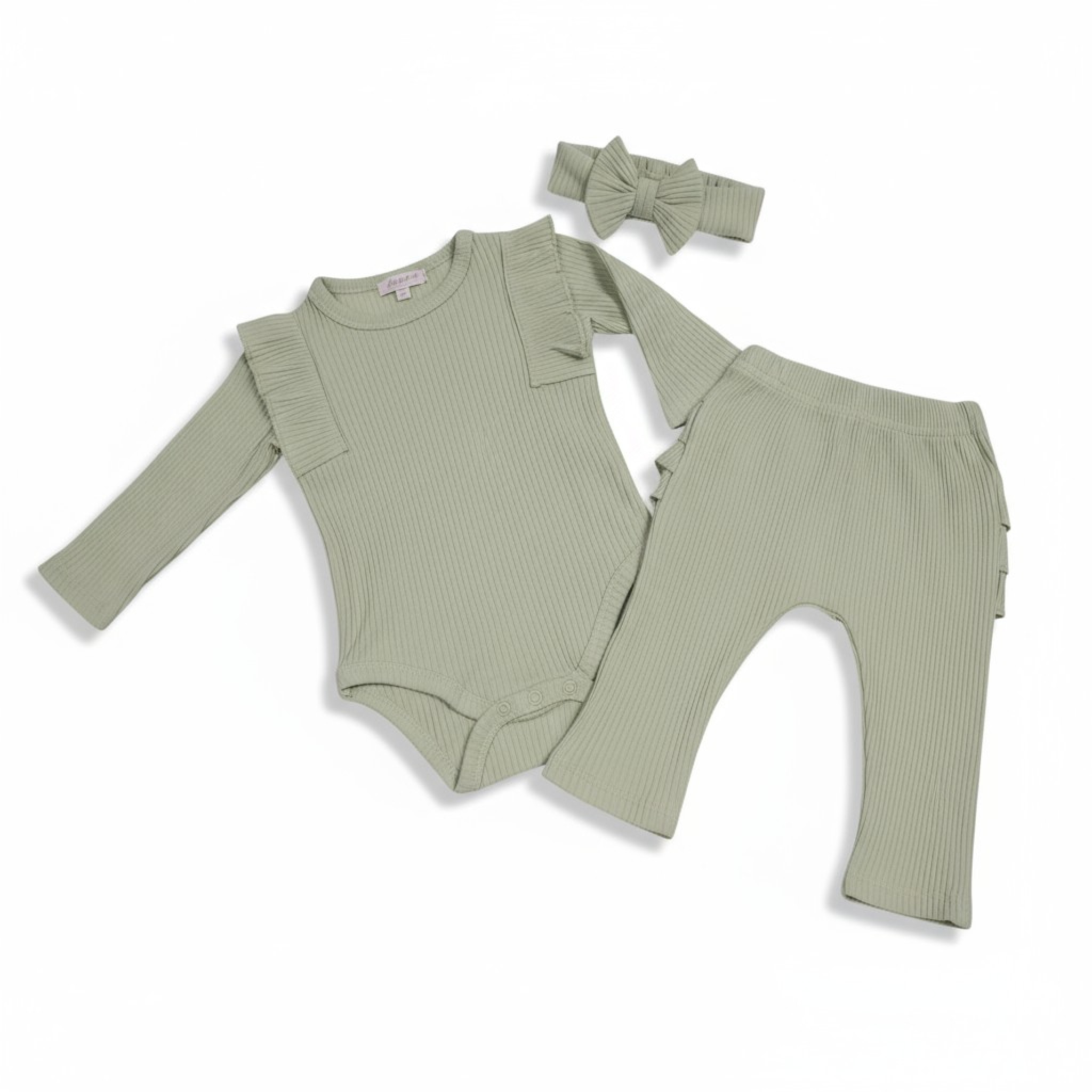 Just For Me BIS-2120-6175 5035320161754 JF2120-6175G Ribbed Frilly Two Piece Set (0-12 Months)