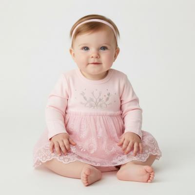 JF2120-6220-P  "Flowers and Lace" Bodysuit  (0-12 months)