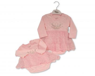 Just For Me BIS-2120-6220 5035320162201 JF2120-6220P "Flowers and Lace" Bodysuit (0-12 momths)