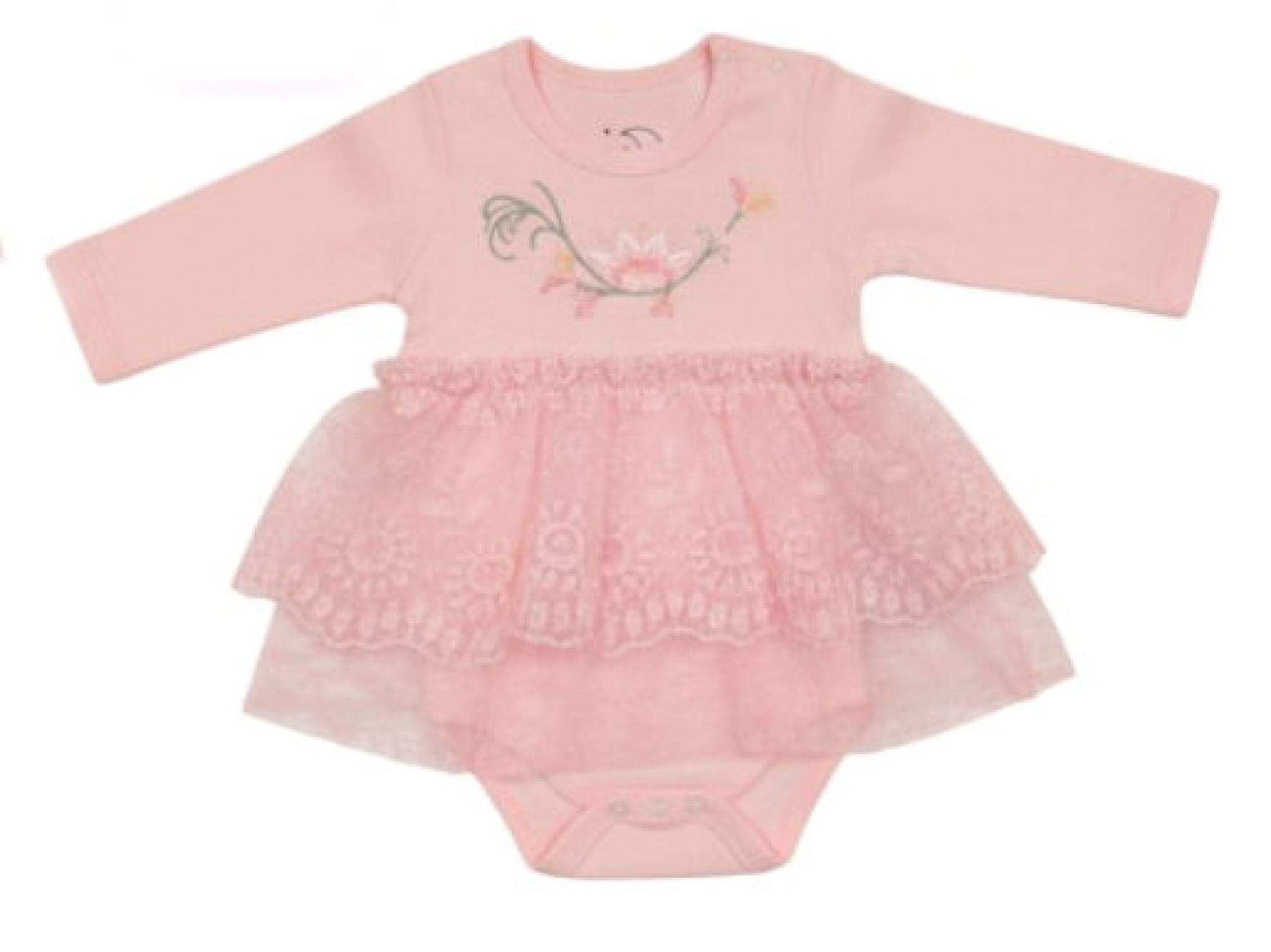 Just For Me BIS-2120-6222 5035320162225 JF2120-6222P "Flowers and Lace" Bodysuit (0-12 momths)