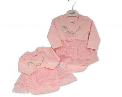 Just For Me BIS-2120-6222 5035320162225 JF2120-6222P "Flowers and Lace" Bodysuit (0-12 momths)