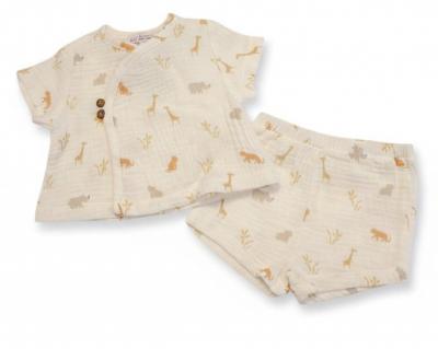 Just For Me 2120-6245 5035320162461 JF2120-6246 Crinkle Muslin Shorts Set "Safari" (0-9 months)