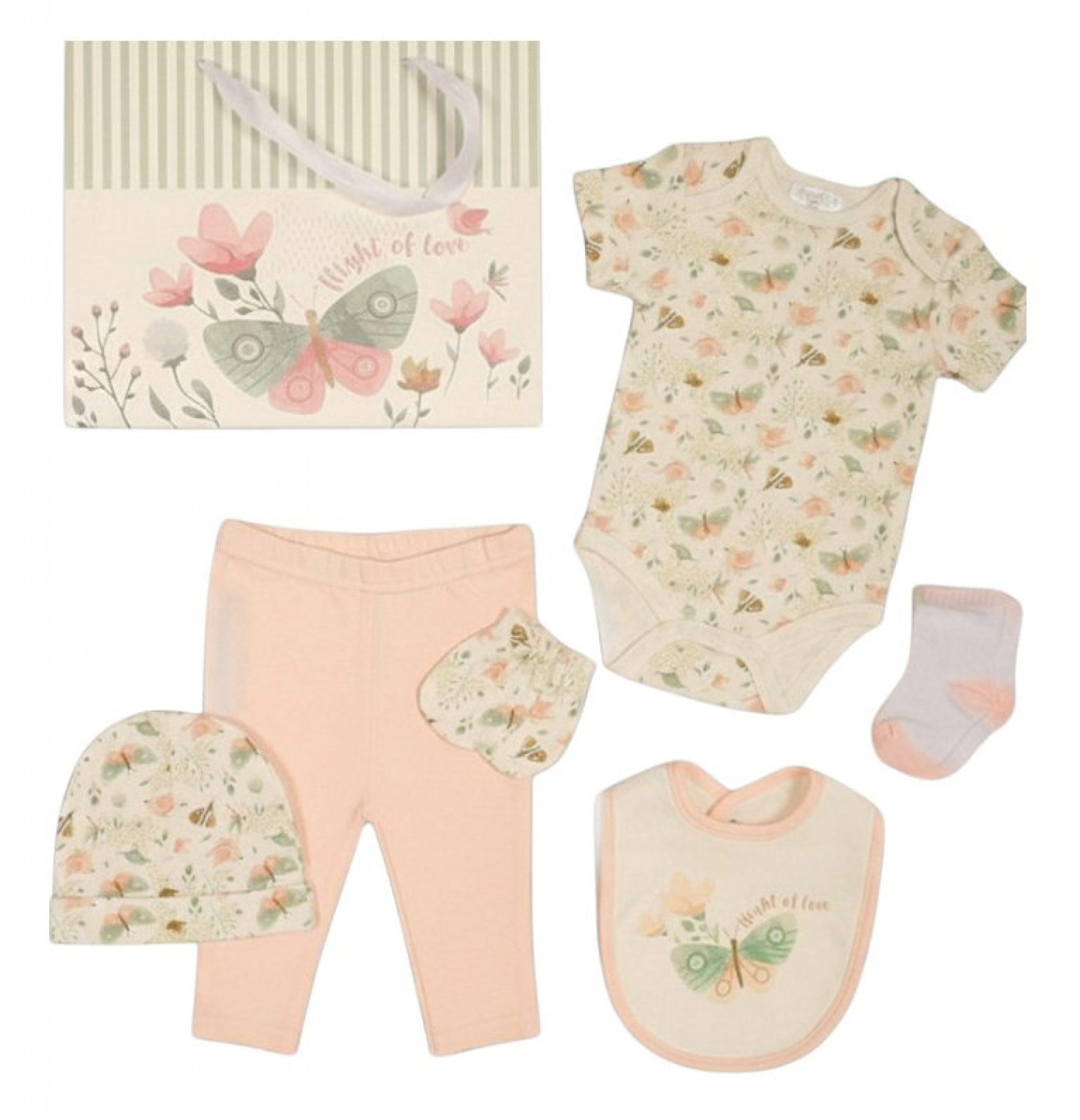 Just For Me Gp-25-1364 503532025364 0 JF25-1365 Butterfly 8  Piece Layette Set & Bag (0-6m)